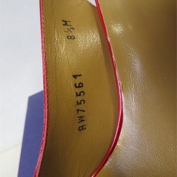 Stuart Weitzman SPRINGFLING  Red PATENT LEATHER Slingback PUMPS Size 8.5 NEW - Picture 5 of 12
